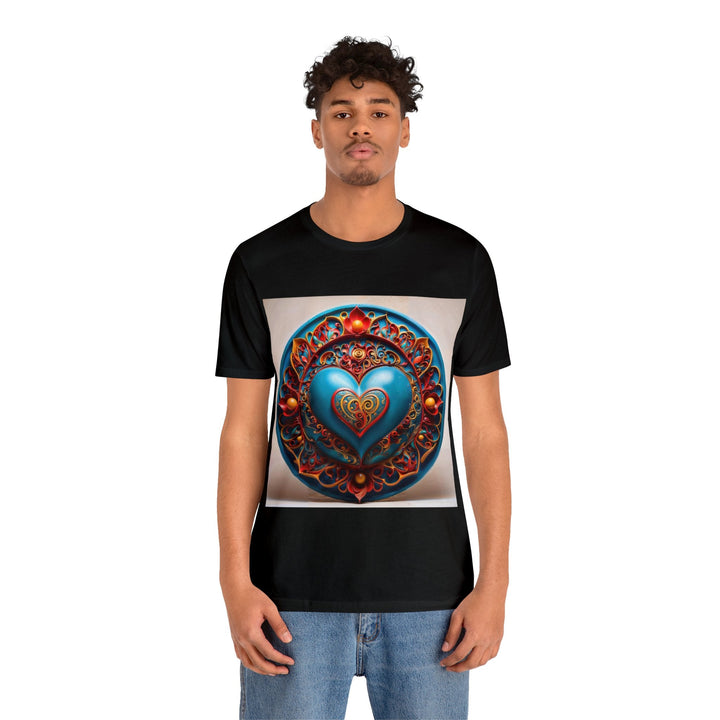 Ornate Heart Mandala - Unisex Jersey Short Sleeve Tee - T-Shirt - g(0D·IO) - Black - S -