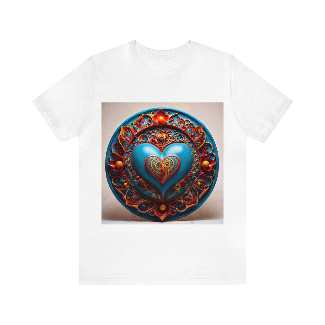 Ornate Heart Mandala - Unisex Jersey Short Sleeve Tee - T-Shirt - g(0D·IO) - White - S -