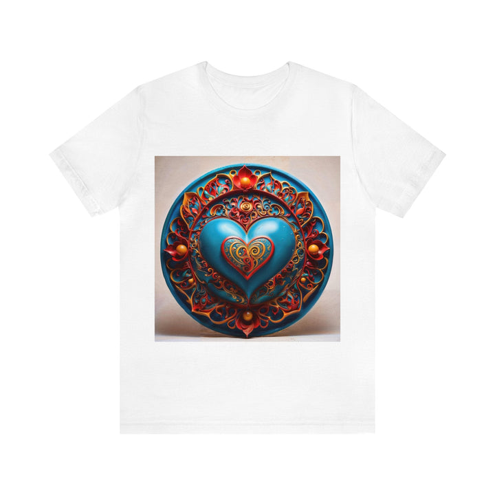 Ornate Heart Mandala - Unisex Jersey Short Sleeve Tee - T-Shirt - g(0D·IO) - White - S -