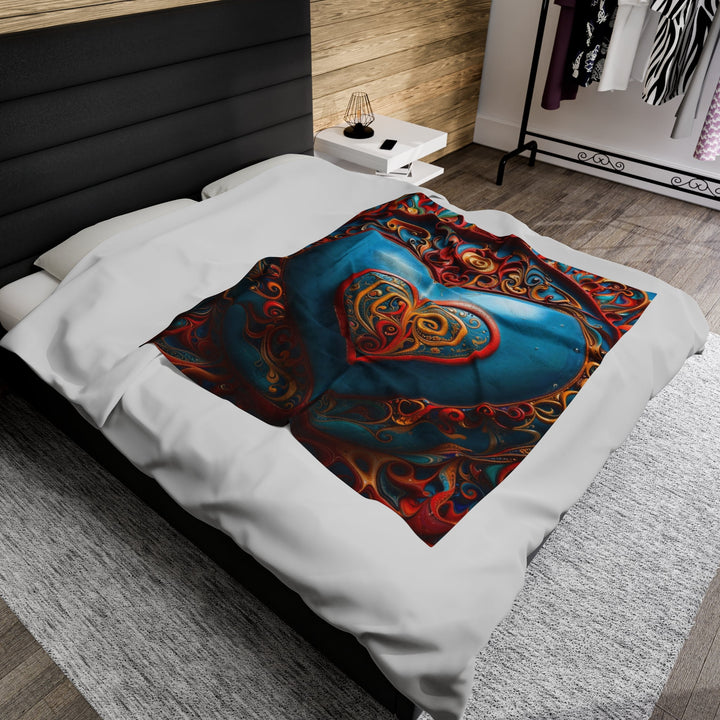 Ornate Heart Mandala - Velveteen Plush Blanket - All Over Prints - g(0D·IO) - 60" × 80" - -