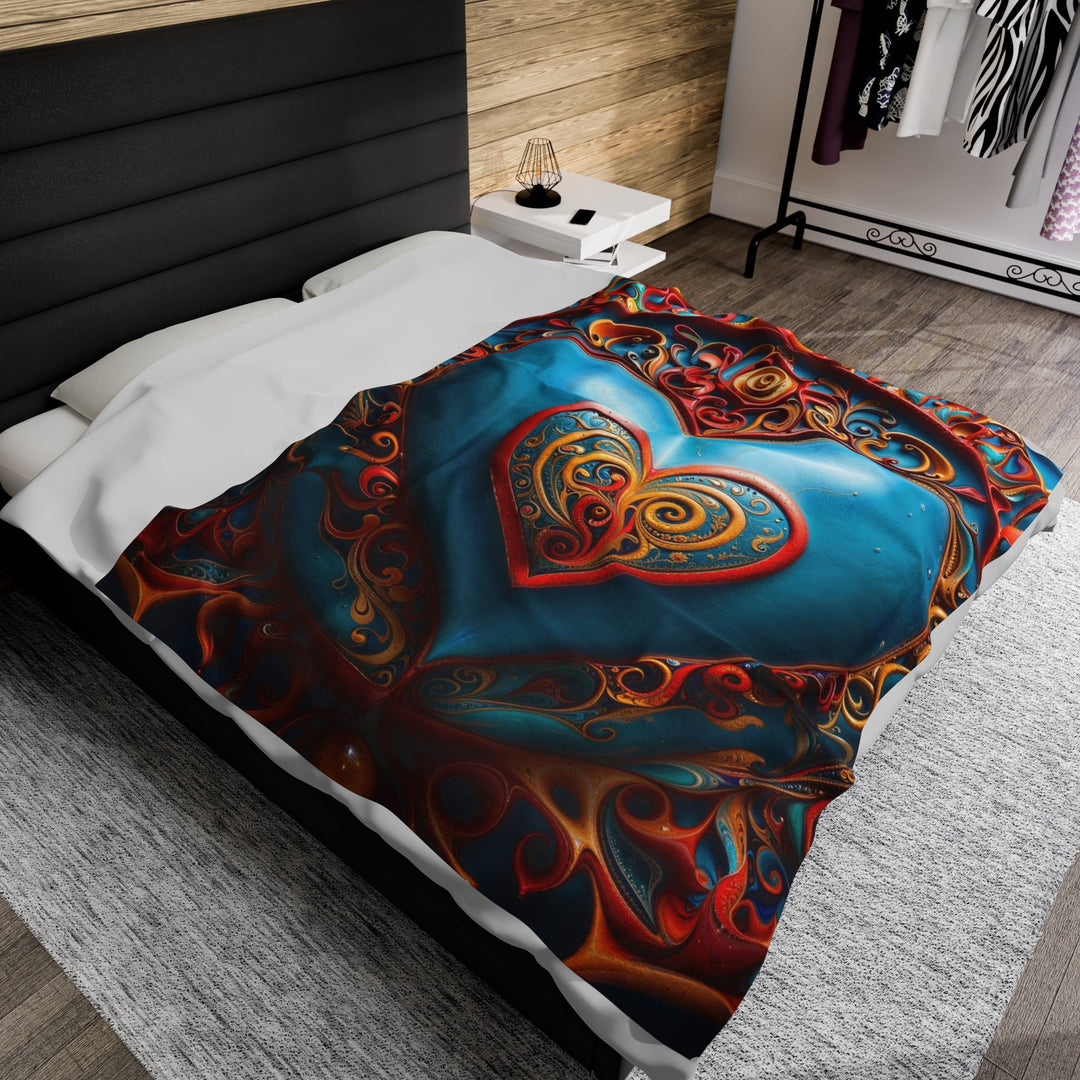 Ornate Heart Mandala - Velveteen Plush Blanket - All Over Prints - g(0D·IO) - 60" × 80" - -