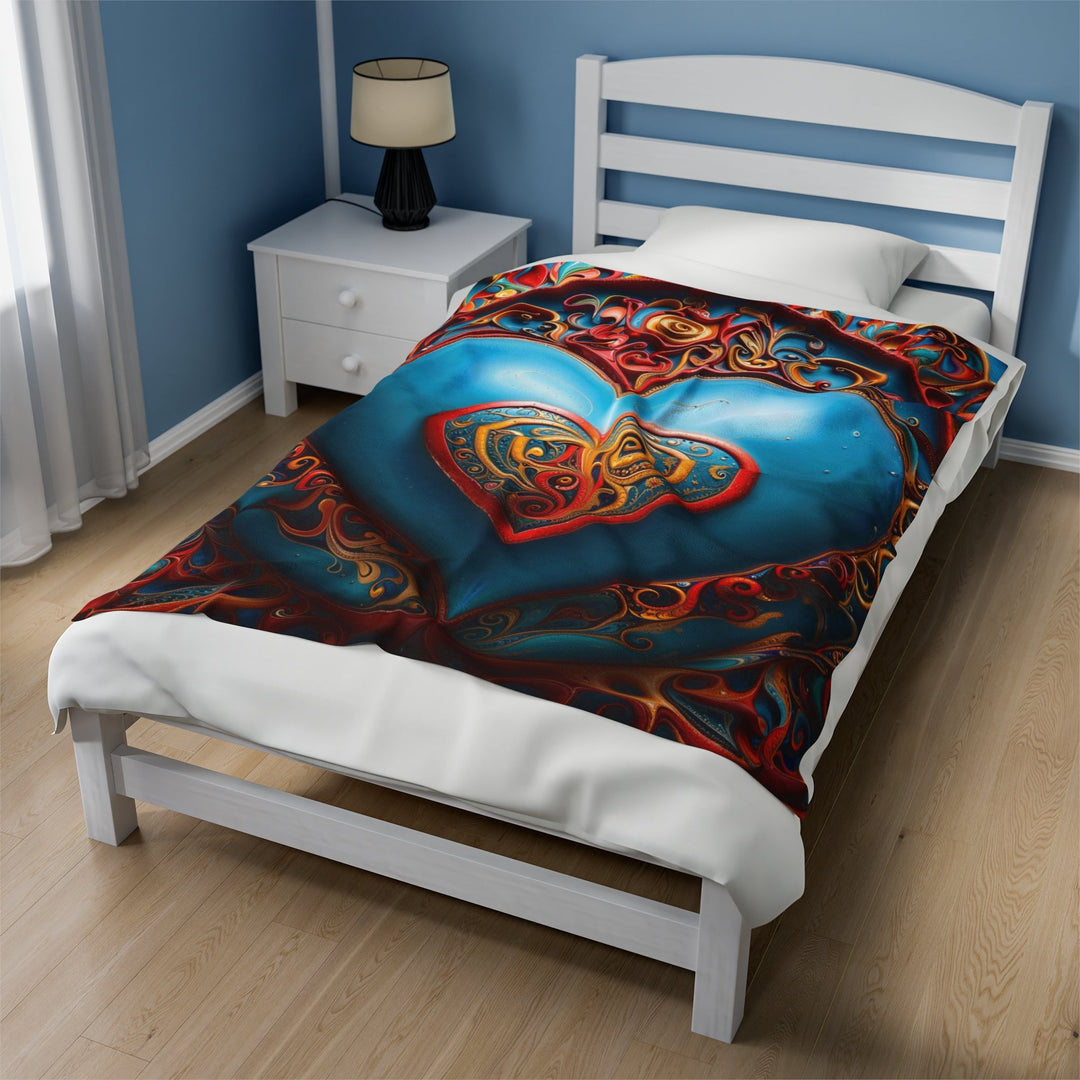 Ornate Heart Mandala - Velveteen Plush Blanket - All Over Prints - g(0D·IO) - 60" × 80" - -