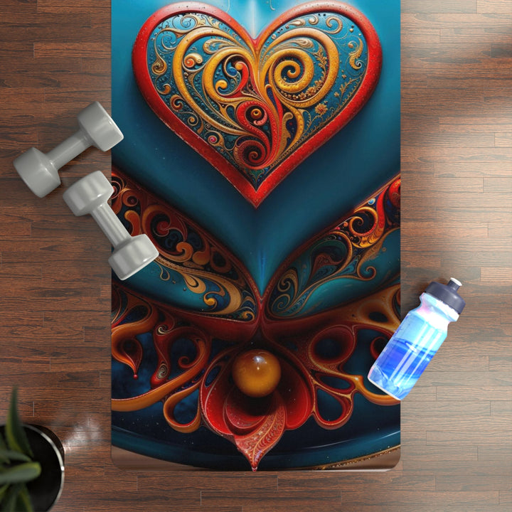 Ornate Heart Mandala - Yoga Mat - Home Decor - g(0D·IO) - 24” x 68” - -