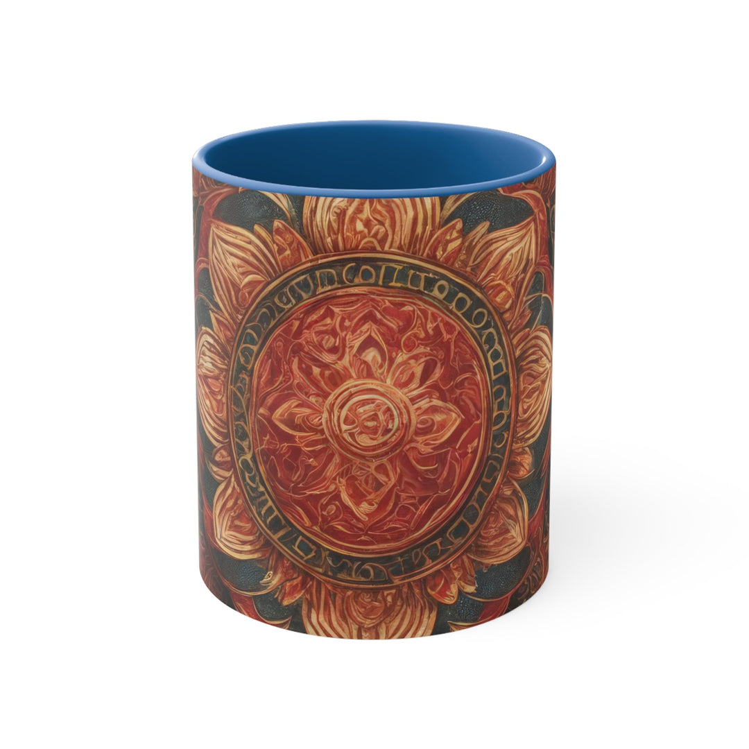 Ornate Lotus Mandala - Accent Coffee Mug - Mug - g(0D·IO) - Blue - 11oz -