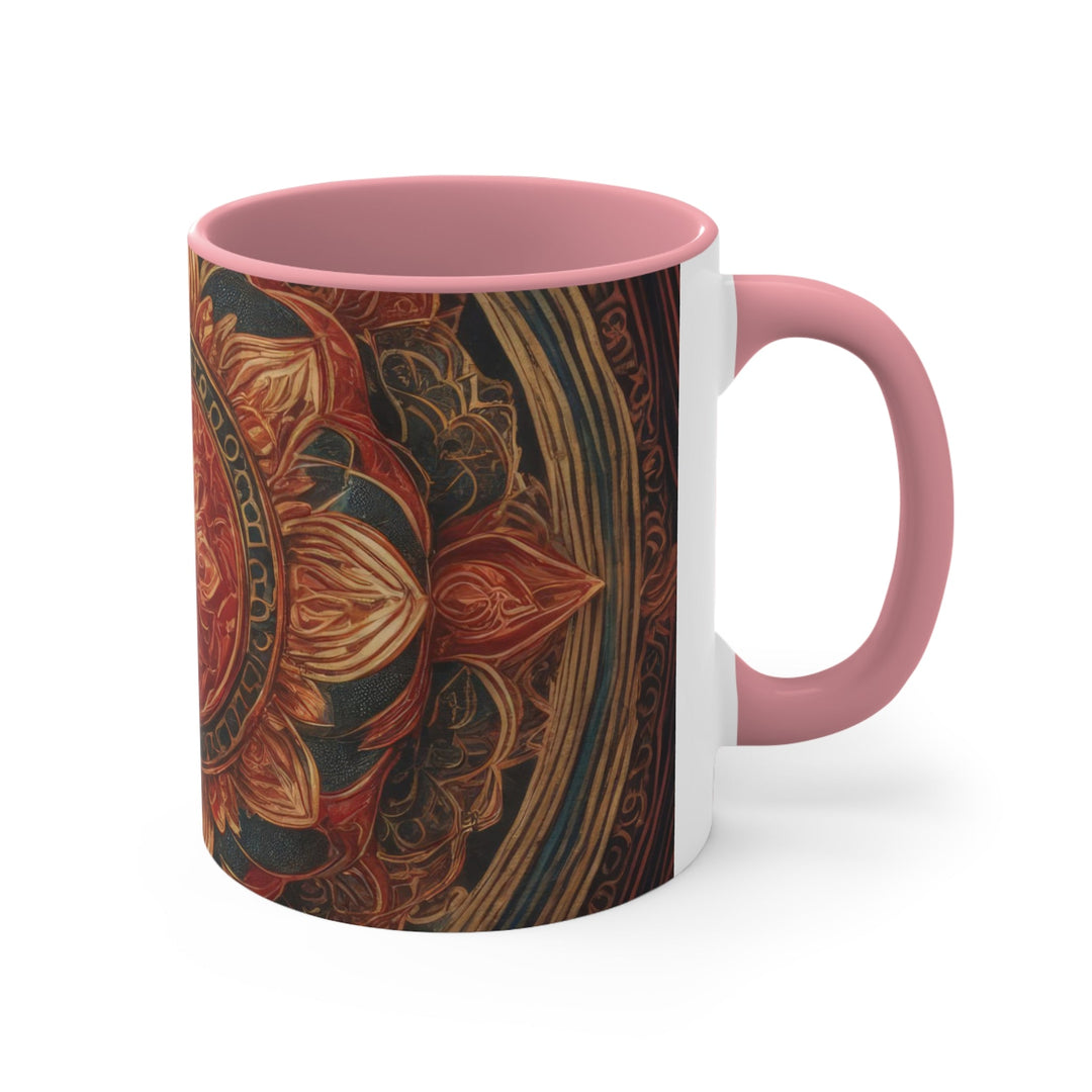 Ornate Lotus Mandala - Accent Coffee Mug - Mug - g(0D·IO) - Pink - 11oz -