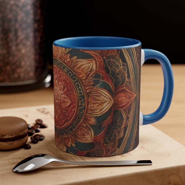 Ornate Lotus Mandala - Accent Coffee Mug - Mug - g(0D·IO) - Pink - 11oz -