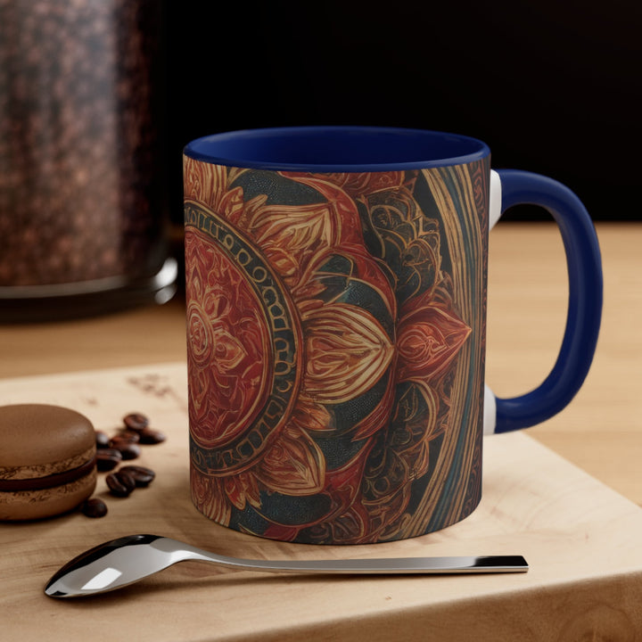 Ornate Lotus Mandala - Accent Coffee Mug - Mug - g(0D·IO) - Pink - 11oz -