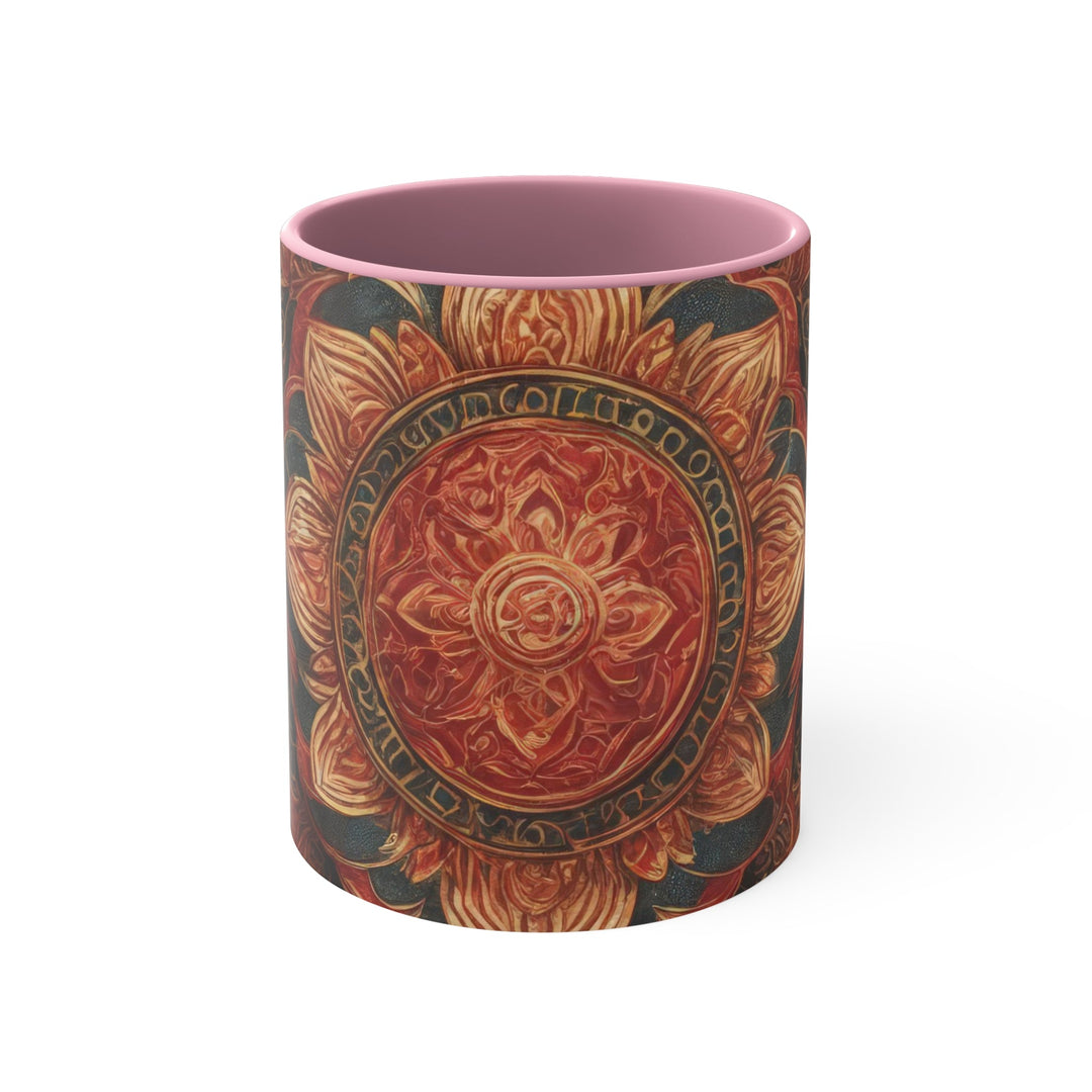 Ornate Lotus Mandala - Accent Coffee Mug - Mug - g(0D·IO) - Pink - 11oz -