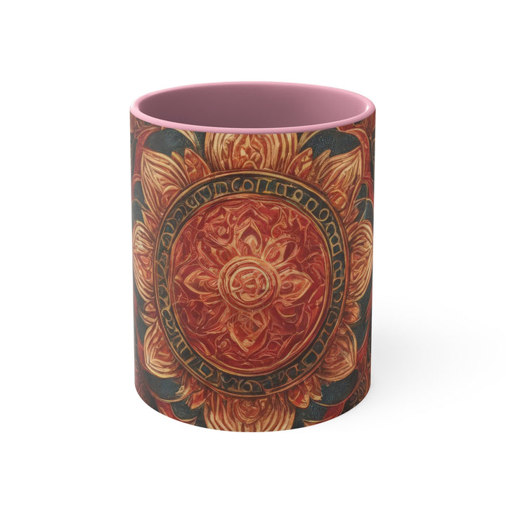 Ornate Lotus Mandala - Accent Coffee Mug - Mug - g(0D·IO) - Pink - 11oz -