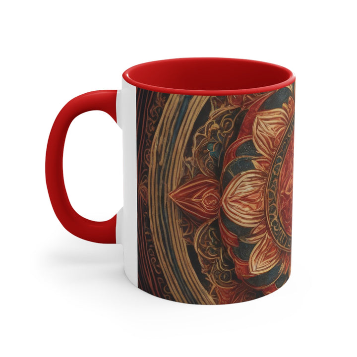 Ornate Lotus Mandala - Accent Coffee Mug - Mug - g(0D·IO) - Pink - 11oz -