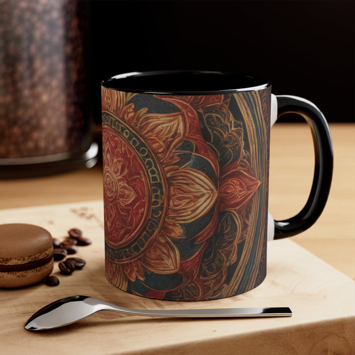 Ornate Lotus Mandala - Accent Coffee Mug - Mug - g(0D·IO) - Pink - 11oz -