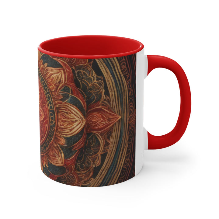 Ornate Lotus Mandala - Accent Coffee Mug - Mug - g(0D·IO) - Pink - 11oz -