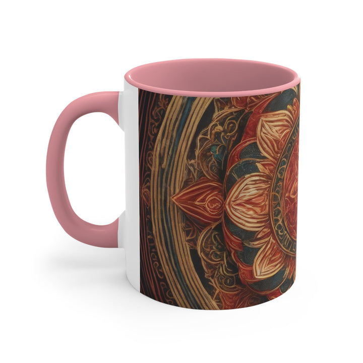 Ornate Lotus Mandala - Accent Coffee Mug - Mug - g(0D·IO) - Pink - 11oz -