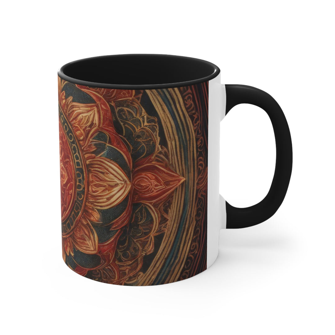 Ornate Lotus Mandala - Accent Coffee Mug - Mug - g(0D·IO) - Pink - 11oz -