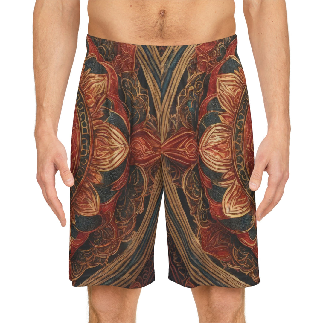 Ornate Lotus Mandala - AOP Basketball Shorts - All Over Prints - g(0D·IO) - Seam thread color automatically matched to design - XS -