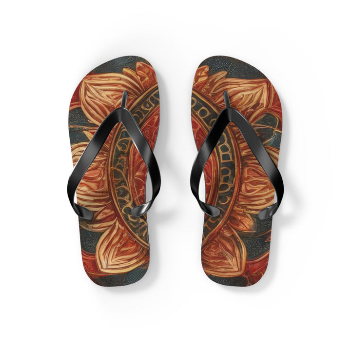 Ornate Lotus Mandala - Flip Flops - Shoes - g(0D·IO) - S - Black sole -