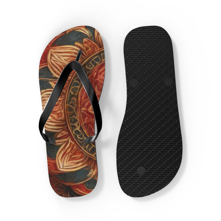 Ornate Lotus Mandala - Flip Flops - Shoes - g(0D·IO) - XL - Black sole -