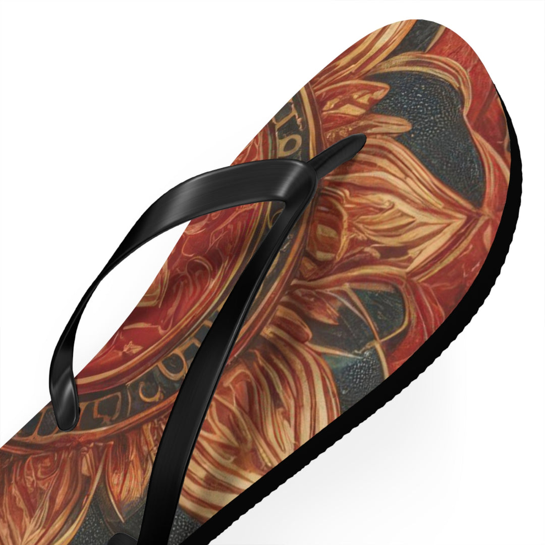 Ornate Lotus Mandala - Flip Flops - Shoes - g(0D·IO) - XL - Black sole -