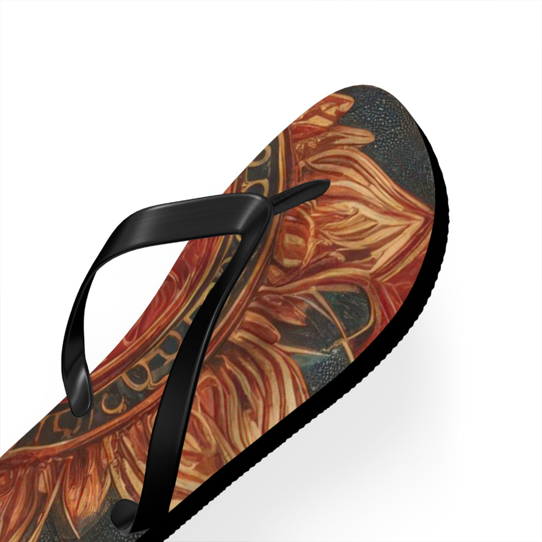 Ornate Lotus Mandala - Flip Flops - Shoes - g(0D·IO) - XL - Black sole -