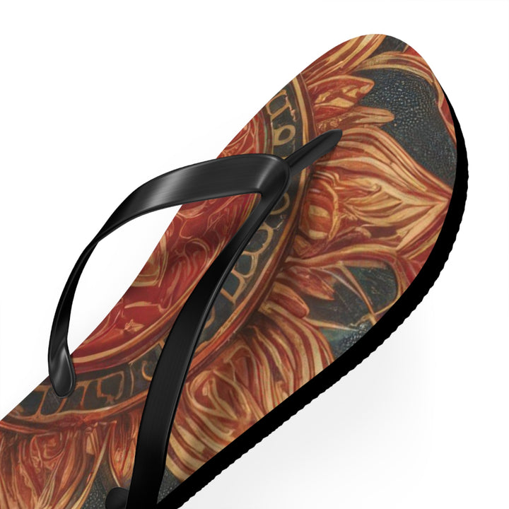 Ornate Lotus Mandala - Flip Flops - Shoes - g(0D·IO) - XL - Black sole -