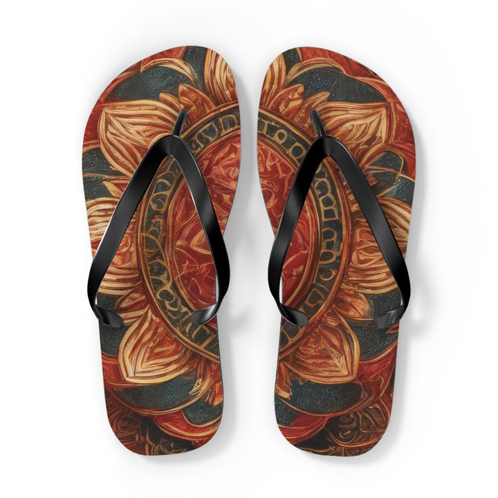 Ornate Lotus Mandala - Flip Flops - Shoes - g(0D·IO) - XL - Black sole -