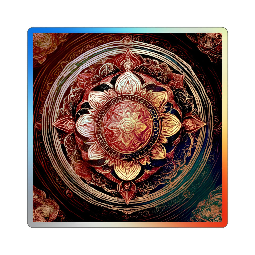 Ornate Lotus Mandala - Holographic Die-Cut Sticker - Paper products - g(0D·IO) - 4" × 4" - Die-Cut - Holographic