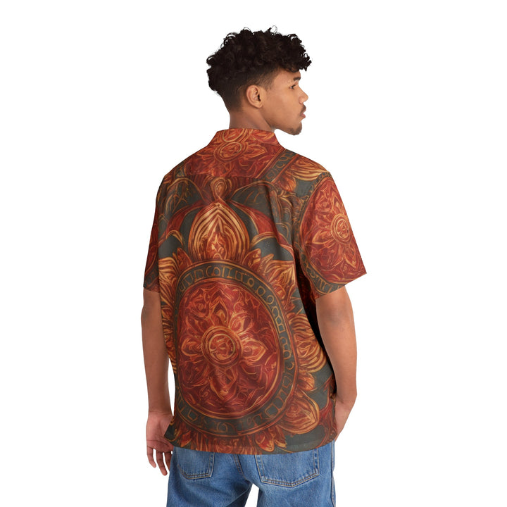 Ornate Lotus Mandala - Men's Hawaiian Shirt - All Over Prints - g(0D·IO) - S - Black -