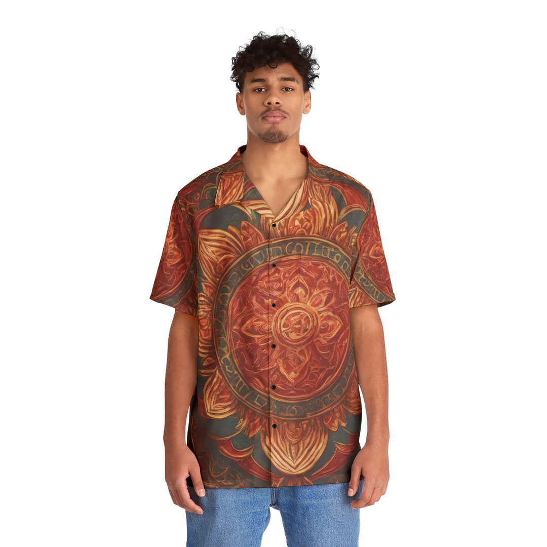 Ornate Lotus Mandala - Men's Hawaiian Shirt - All Over Prints - g(0D·IO) - S - Black -