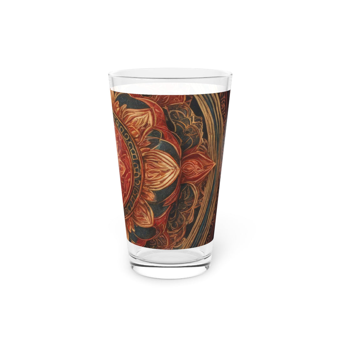 Ornate Lotus Mandala - Pint Glass - Mug - g(0D·IO) - 16oz - -