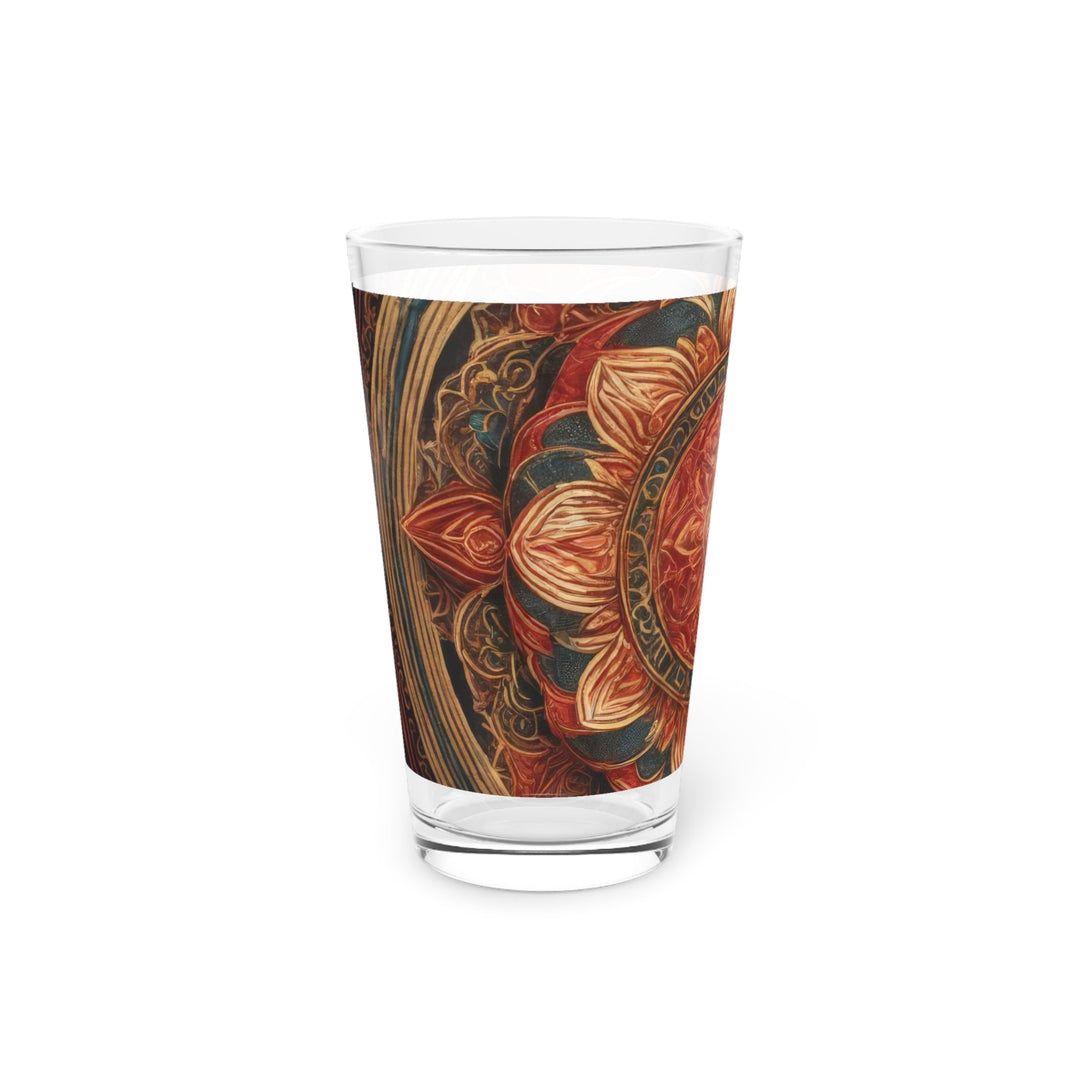 Ornate Lotus Mandala - Pint Glass - Mug - g(0D·IO) - 16oz - -