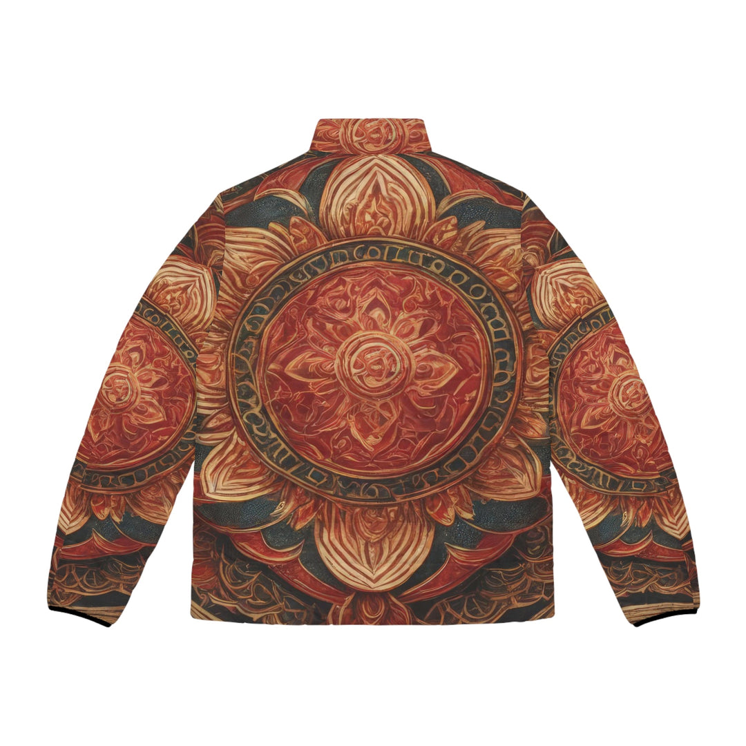 Ornate Lotus Mandala - Puffer Jacket - All Over Prints - g(0D·IO) - S - Black zipper -