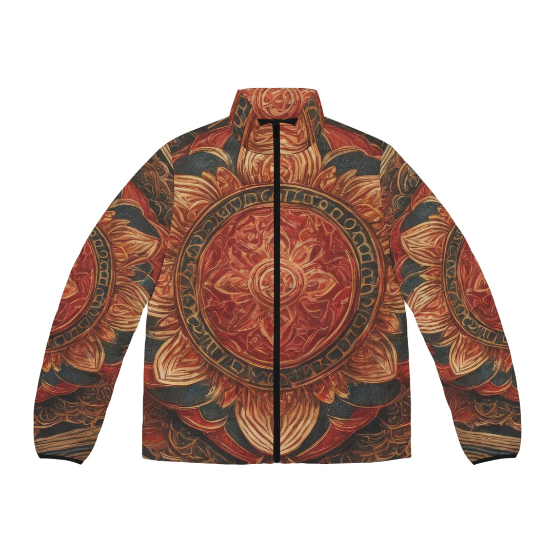 Ornate Lotus Mandala - Puffer Jacket - All Over Prints - g(0D·IO) - S - Black zipper -