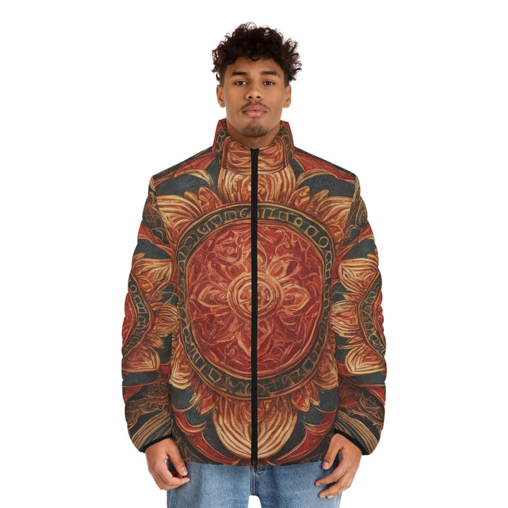 Ornate Lotus Mandala - Puffer Jacket - All Over Prints - g(0D·IO) - S - Black zipper -