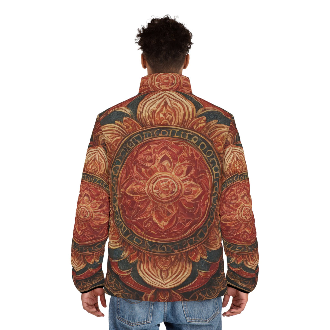 Ornate Lotus Mandala - Puffer Jacket - All Over Prints - g(0D·IO) - S - Black zipper -