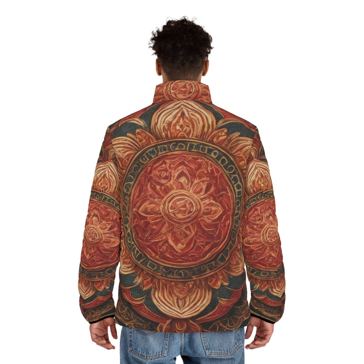 Ornate Lotus Mandala - Puffer Jacket - All Over Prints - g(0D·IO) - S - Black zipper -