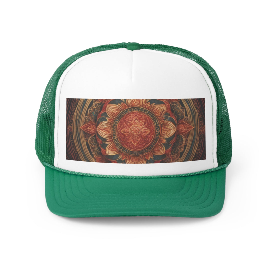 Ornate Lotus Mandala - Trucker Hat - Hats - g(0D·IO) - Green - One size -