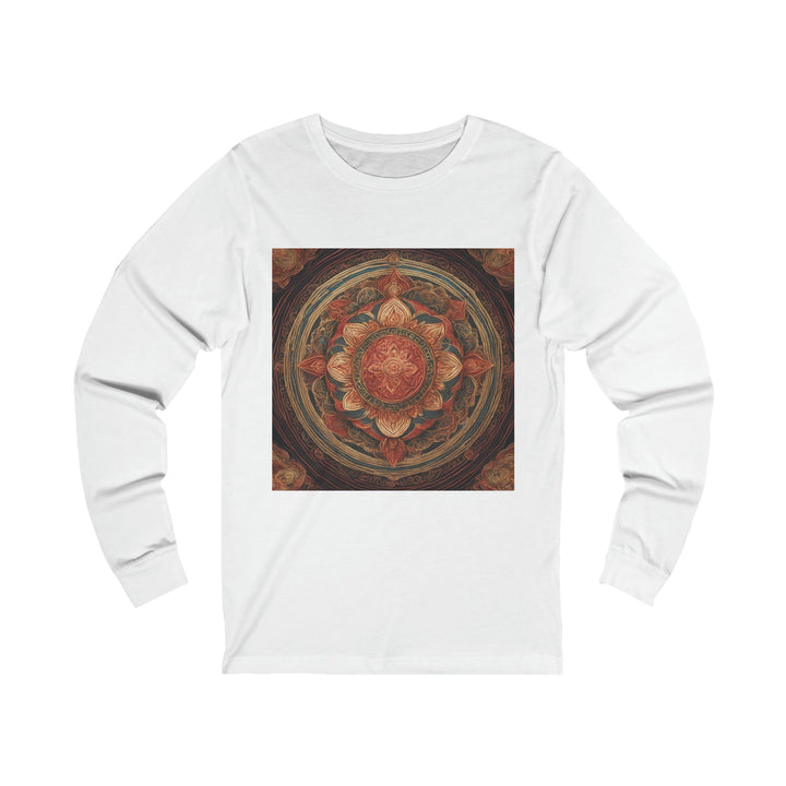 Ornate Lotus Mandala - Unisex Jersey Long Sleeve Tee - Long-sleeve - g(0D·IO) - S - White -