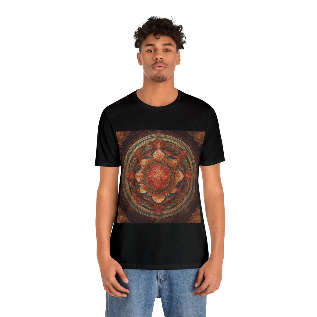 Ornate Lotus Mandala - Unisex Jersey Short Sleeve Tee - T-Shirt - g(0D·IO) - Black - S -