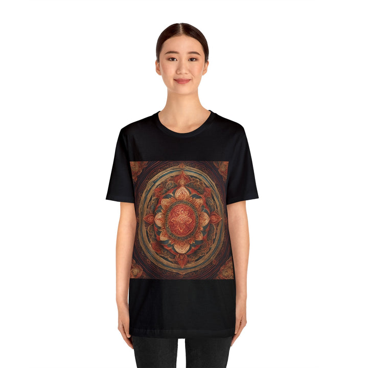 Ornate Lotus Mandala - Unisex Jersey Short Sleeve Tee - T-Shirt - g(0D·IO) - Black - S -