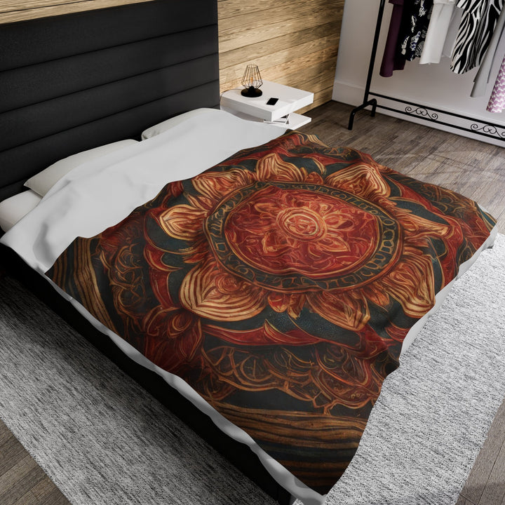 Ornate Lotus Mandala - Velveteen Plush Blanket - All Over Prints - g(0D·IO) - 30" × 40" - -