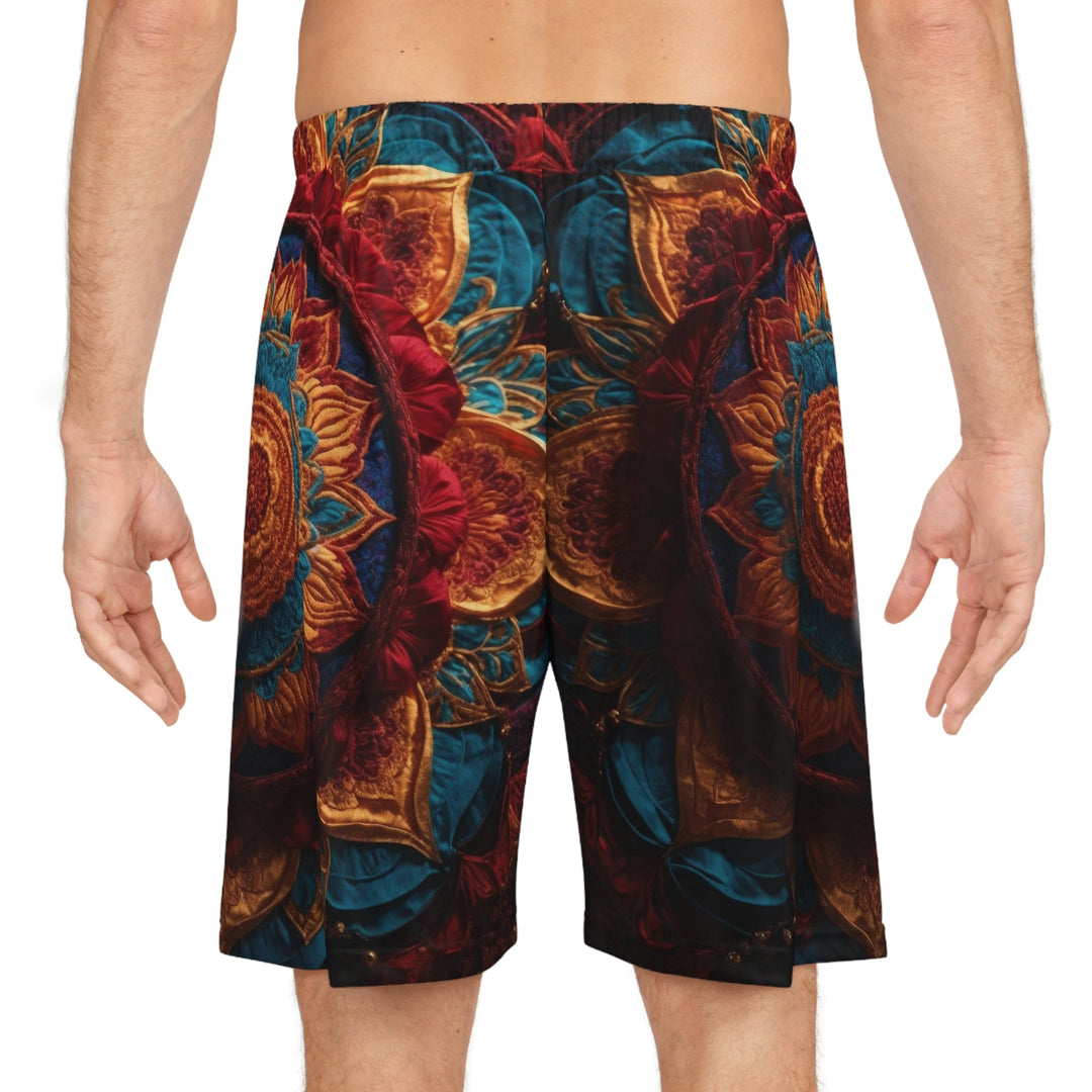 Ornate Textile Mandala - AOP Basketball Shorts - All Over Prints - g(0D·IO) - Seam thread color automatically matched to design - XS -