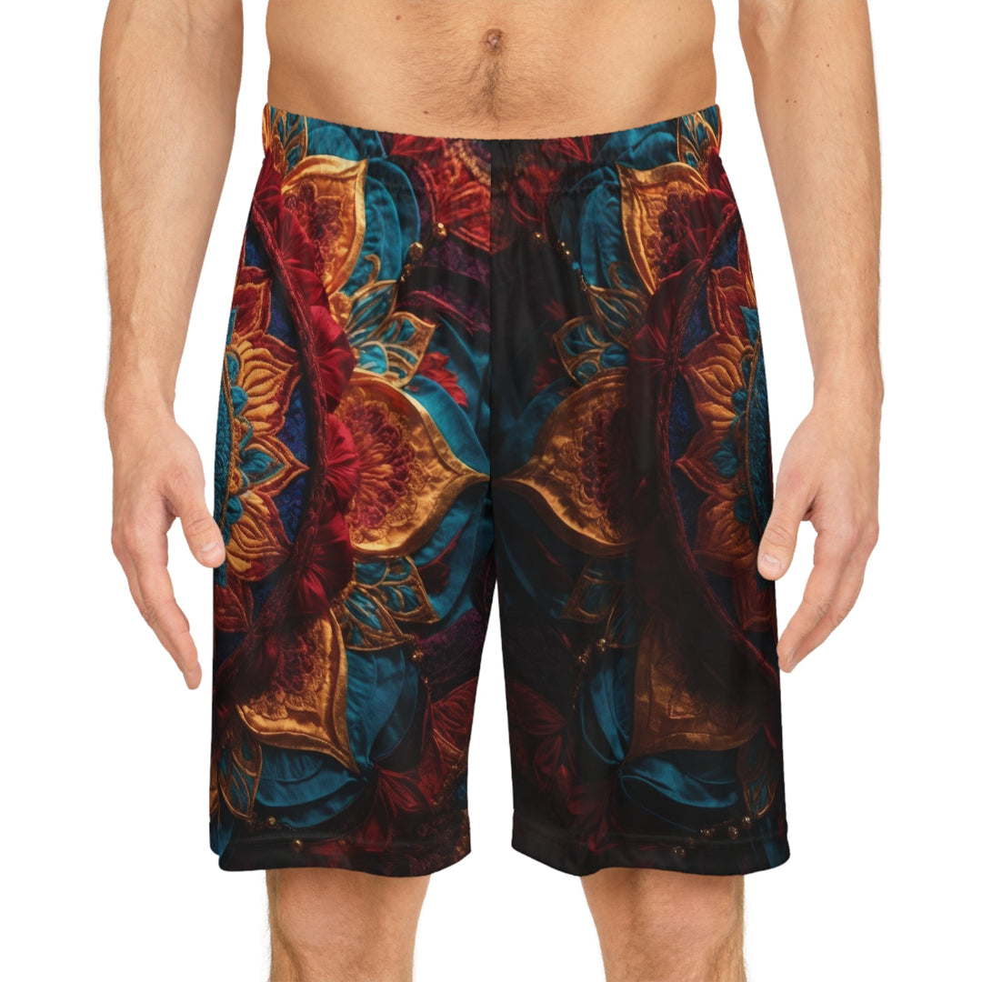 Ornate Textile Mandala - AOP Basketball Shorts - All Over Prints - g(0D·IO) - Seam thread color automatically matched to design - XS -