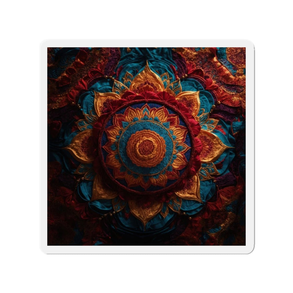 Ornate Textile Mandala - Die-cut Magnet - Home Decor - g(0D·IO) - 3" x 3" - Die-Cut - 1 pc