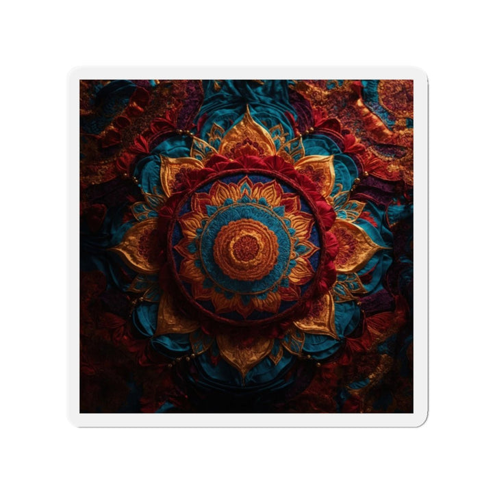 Ornate Textile Mandala - Die-cut Magnet - Home Decor - g(0D·IO) - 4" x 4" - Die-Cut - 1 pc