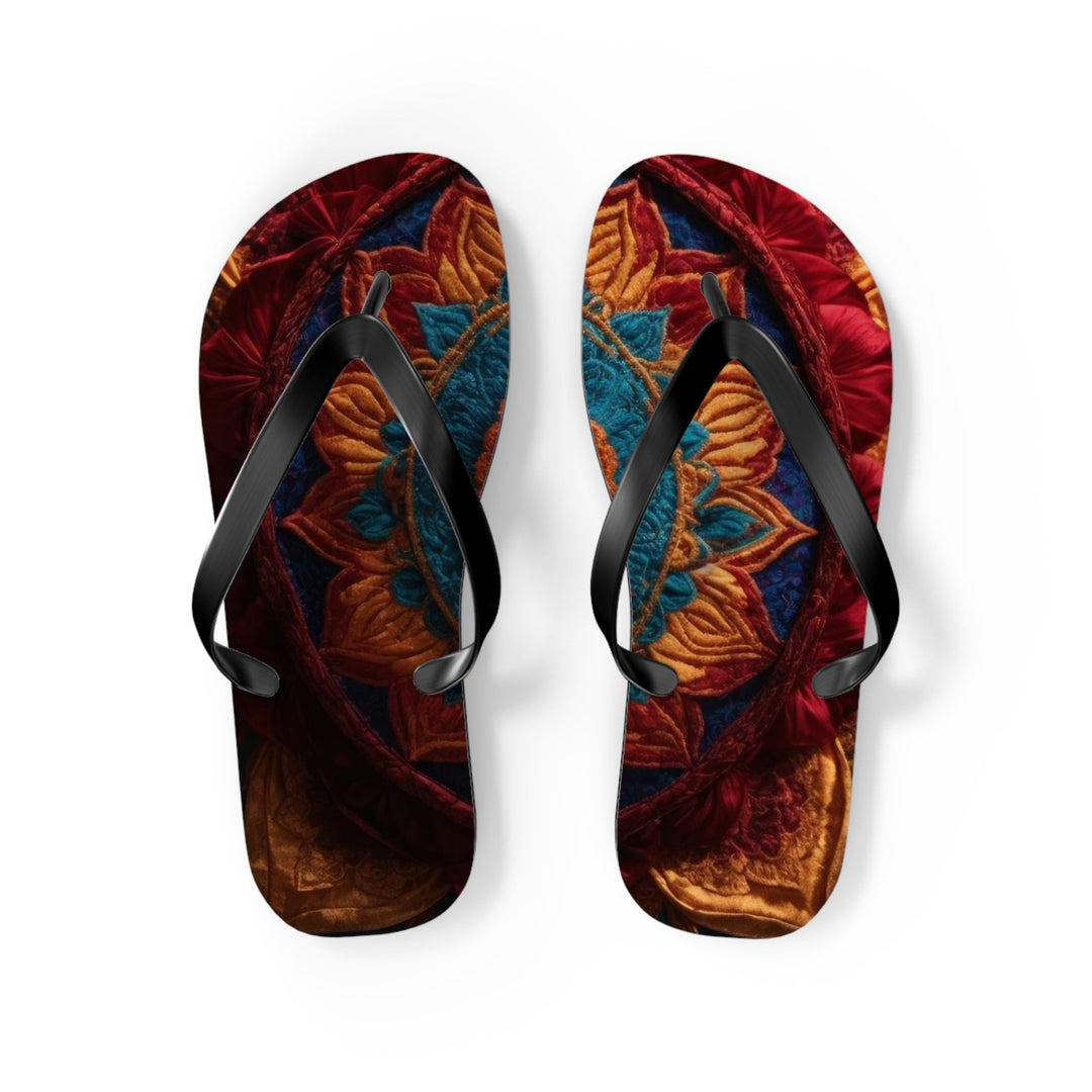 Ornate Textile Mandala - Flip Flops - Shoes - g(0D·IO) - M - Black sole -