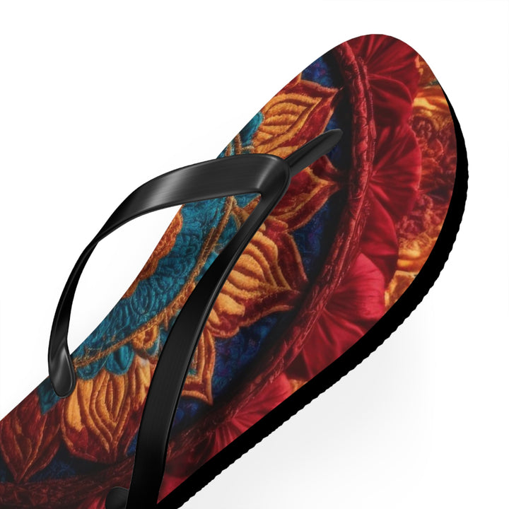 Ornate Textile Mandala - Flip Flops - Shoes - g(0D·IO) - XL - Black sole -