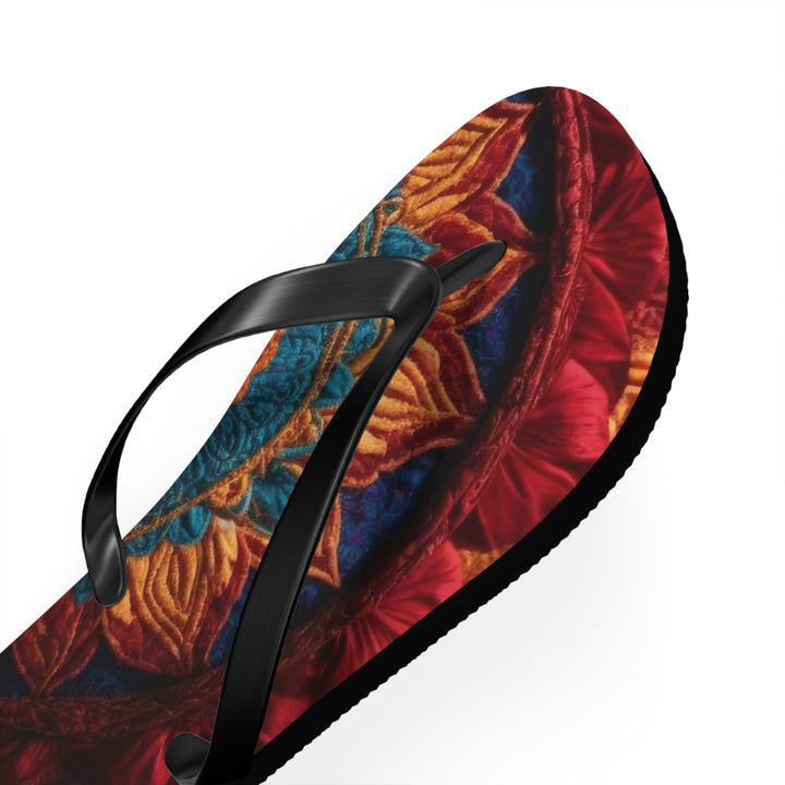 Ornate Textile Mandala - Flip Flops - Shoes - g(0D·IO) - XL - Black sole -