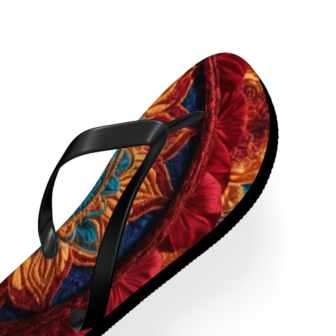 Ornate Textile Mandala - Flip Flops - Shoes - g(0D·IO) - XL - Black sole -