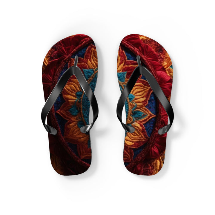 Ornate Textile Mandala - Flip Flops - Shoes - g(0D·IO) - S - Black sole -