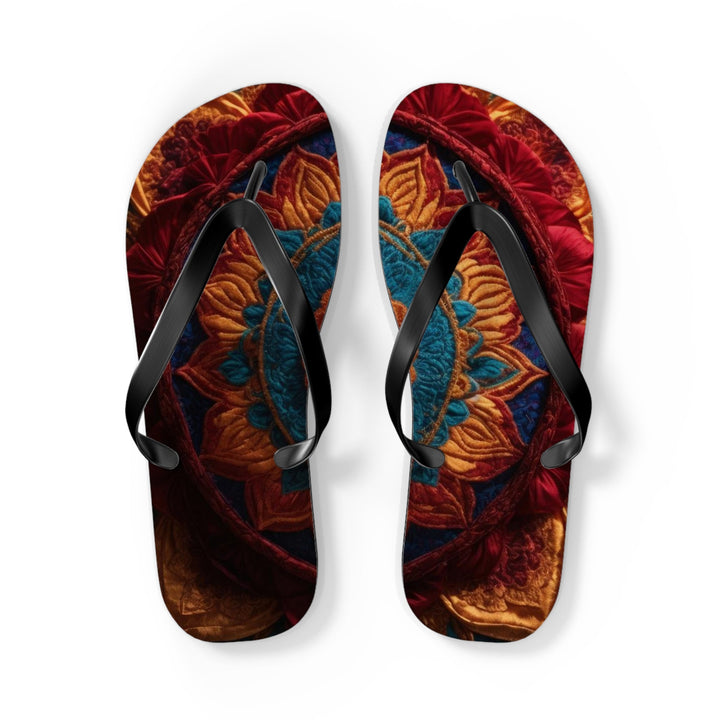 Ornate Textile Mandala - Flip Flops - Shoes - g(0D·IO) - L - Black sole -